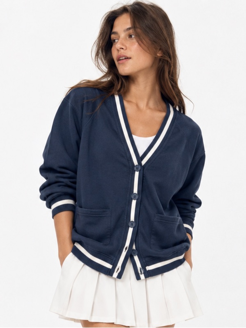 Gap Navy Collegiate Sweatshirt Cardigan